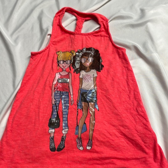 DKNY Girls Besties Red Tank Top with braid in the back - Picture 1 of 6